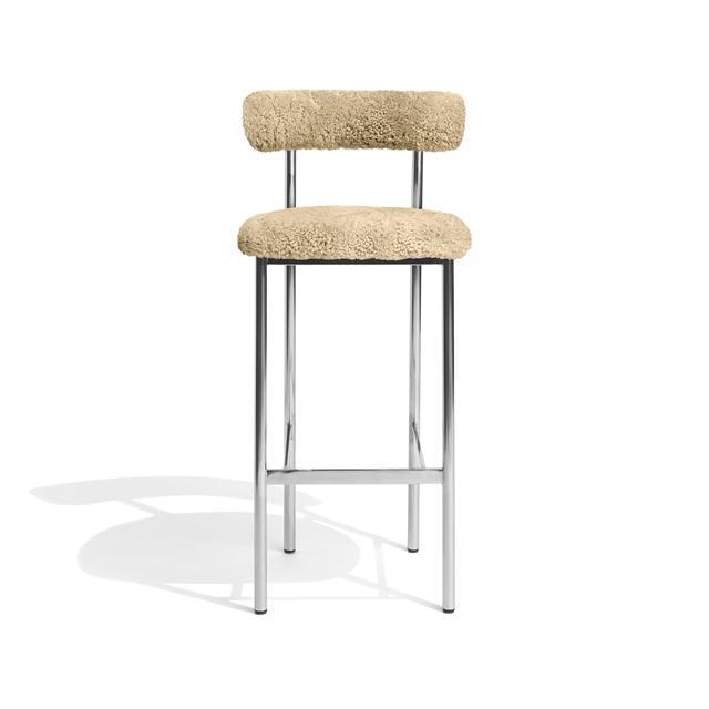 Møbel Copenhagen Font Barstol 65   Sheepskin Honey Poleret Stål Stel
