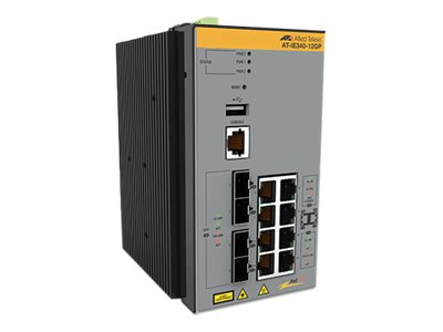 Allied Telesis At Ie340 12gp   Switch   L3   Administreret   8 X 10 100 1000 (poe+) + 4 X 1000base X Sfp   Din Monterbar På Skinne, Væg Monterbar   P fra Allied Telesyn International