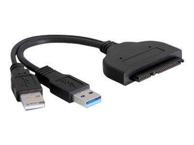 Converter Sata 22 Pin > Usb 3.0 A Male + Usb 2.0 A Male   Lagringskontrol   2.5"   Sata 1.5gb S   Usb 3.0   Sort fra Delock