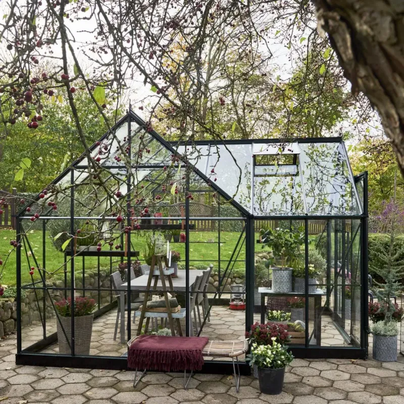 Halls Garden Room Grøn 12            Hærdet Glas Drivhus-orangeri
