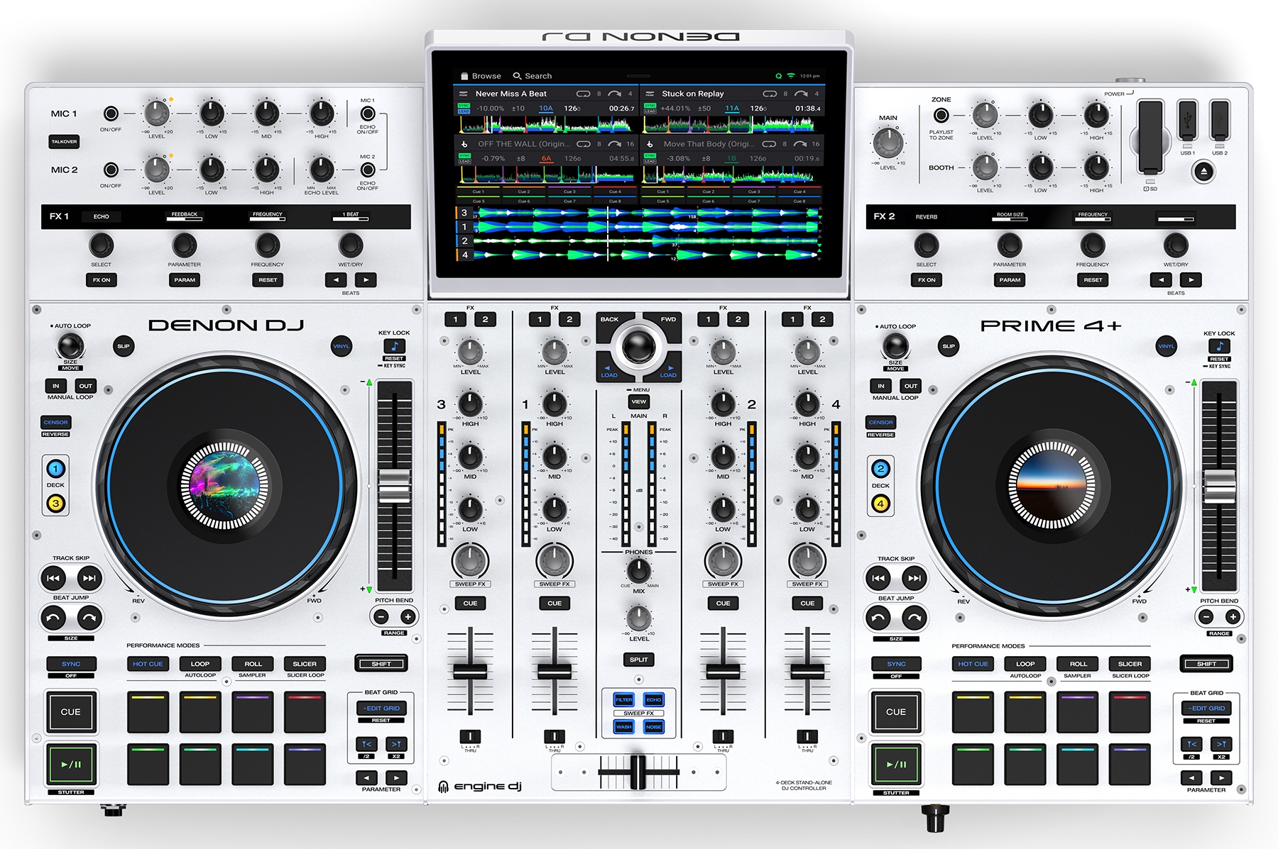 Dj Prime 4+ Special Edition White Dj Controller fra Denon