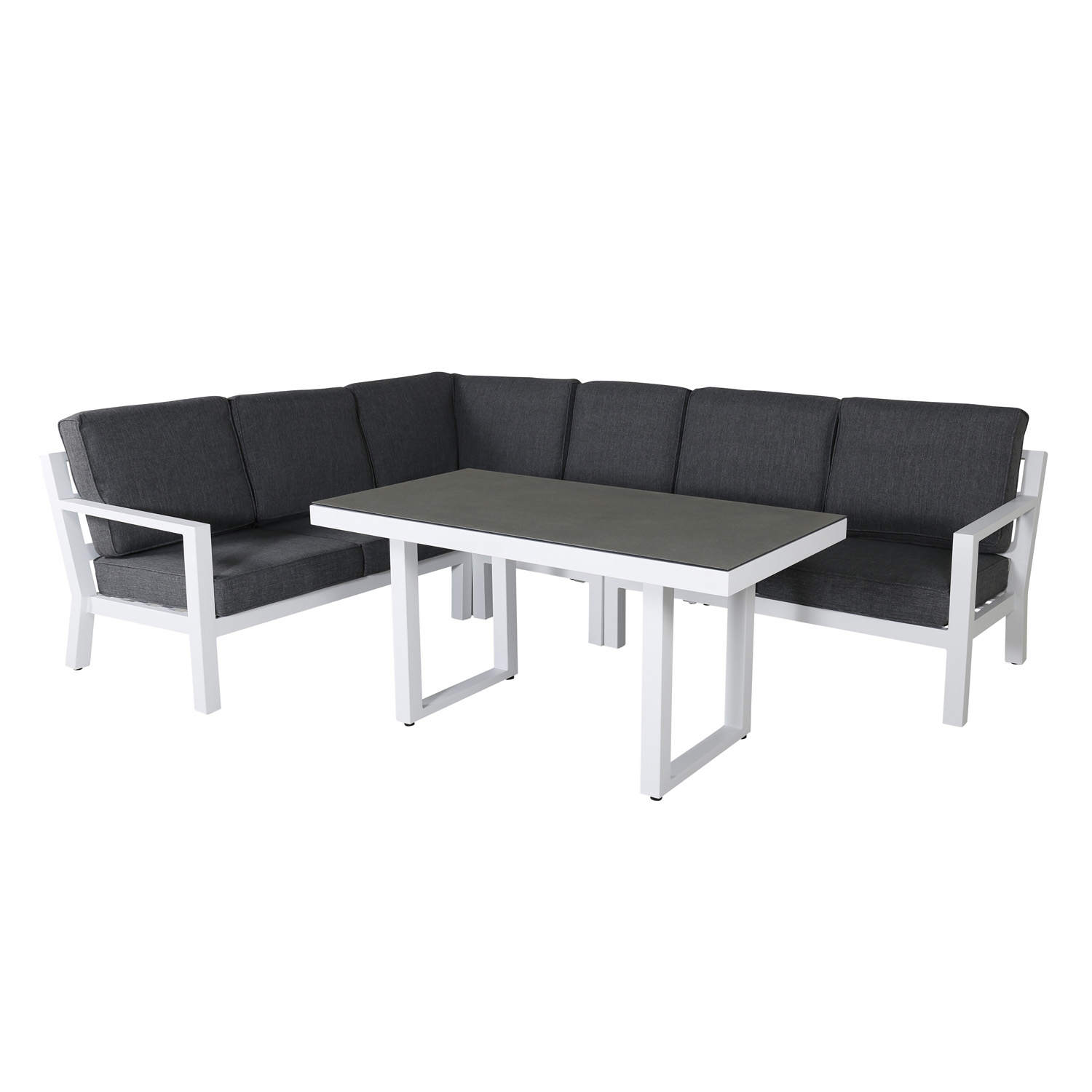Venture Design Barcelona Hjørnesofa Sæt Grå Hynder  Glas   Hvid Aluminium