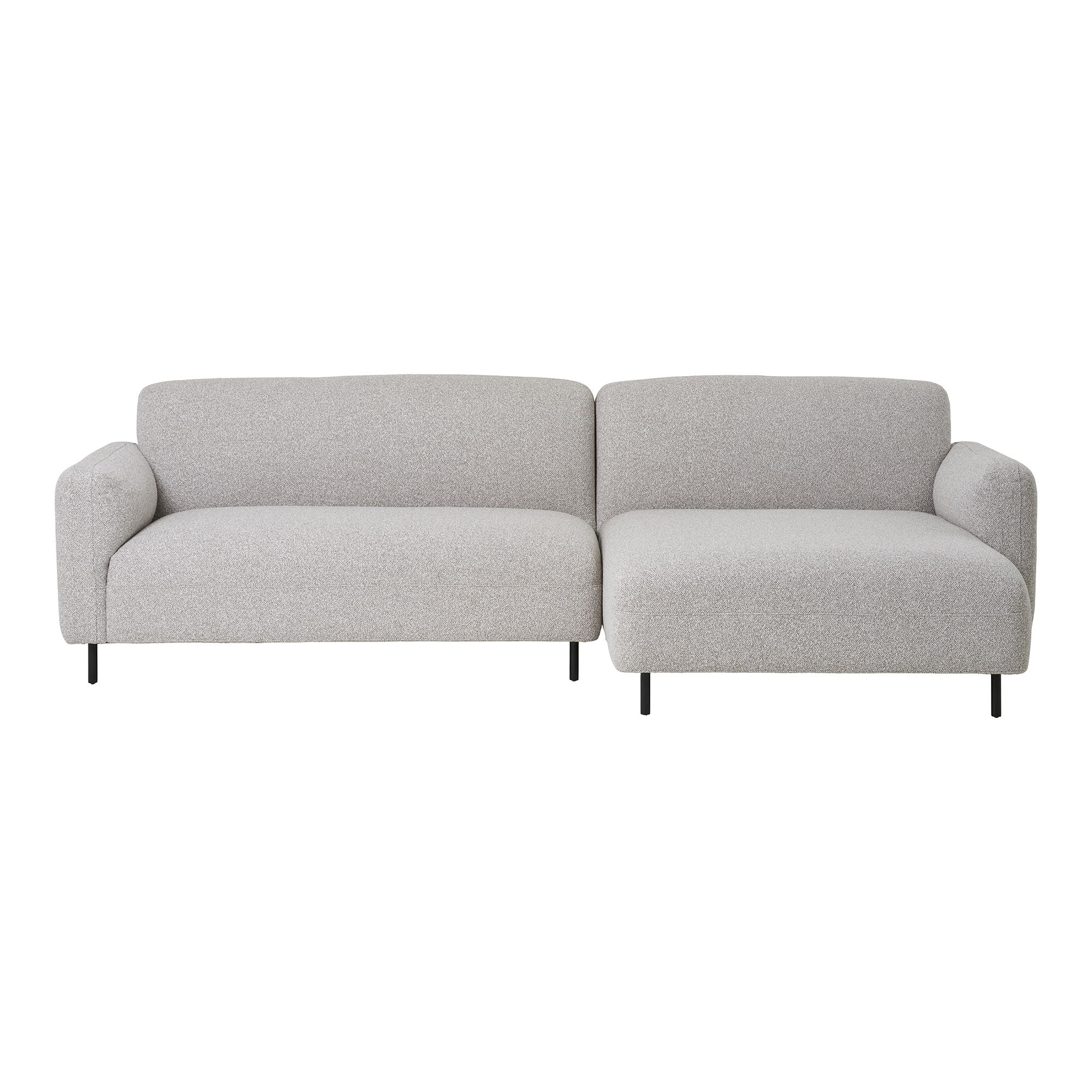 House Nordic Salvador Loungesofa     Højre Chaiselong Lysegrå Bouclé Polyester Stof   Sort