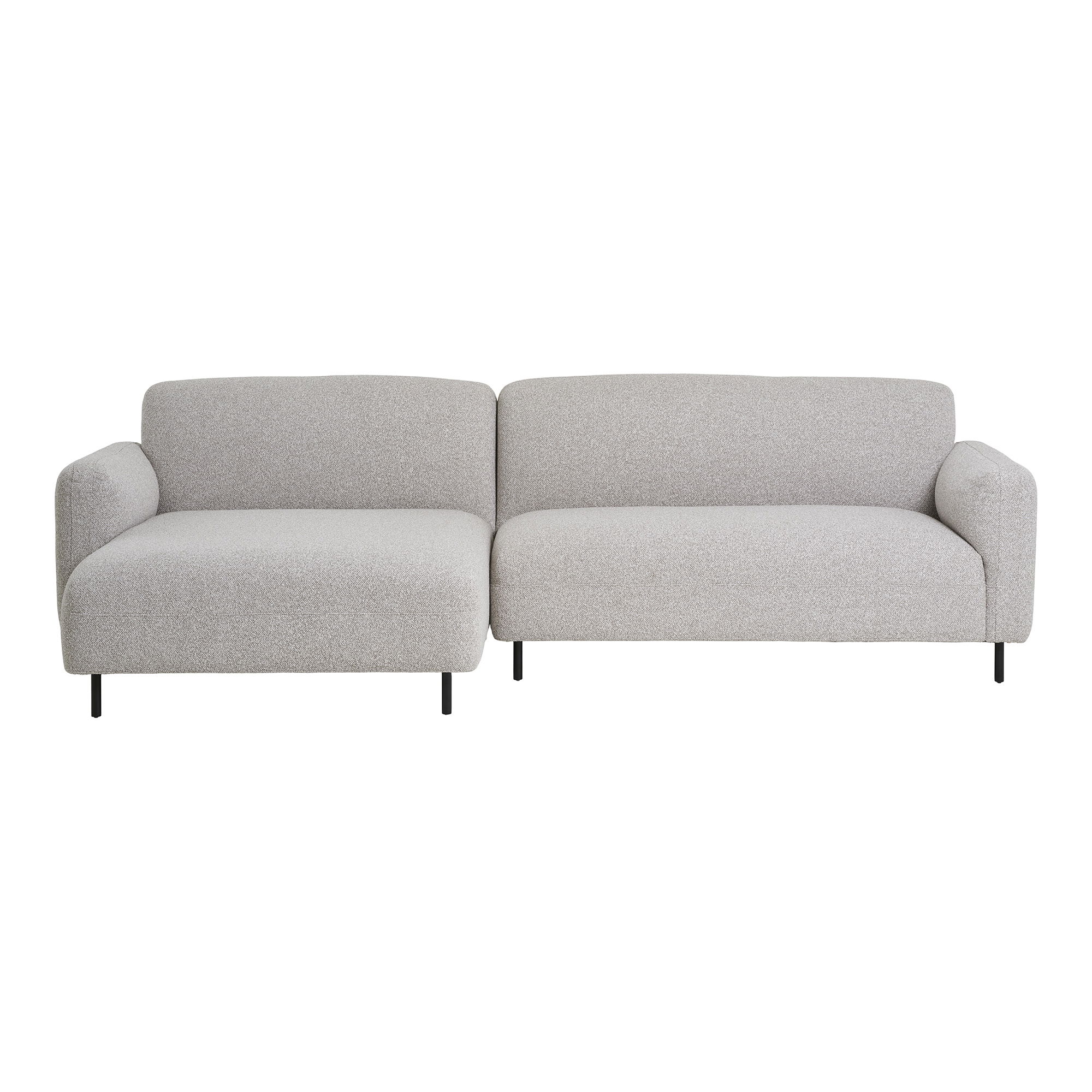 House Nordic Salvador Loungesofa     Venstre Chaiselong Lysegrå Bouclé Polyester Stof   Sort