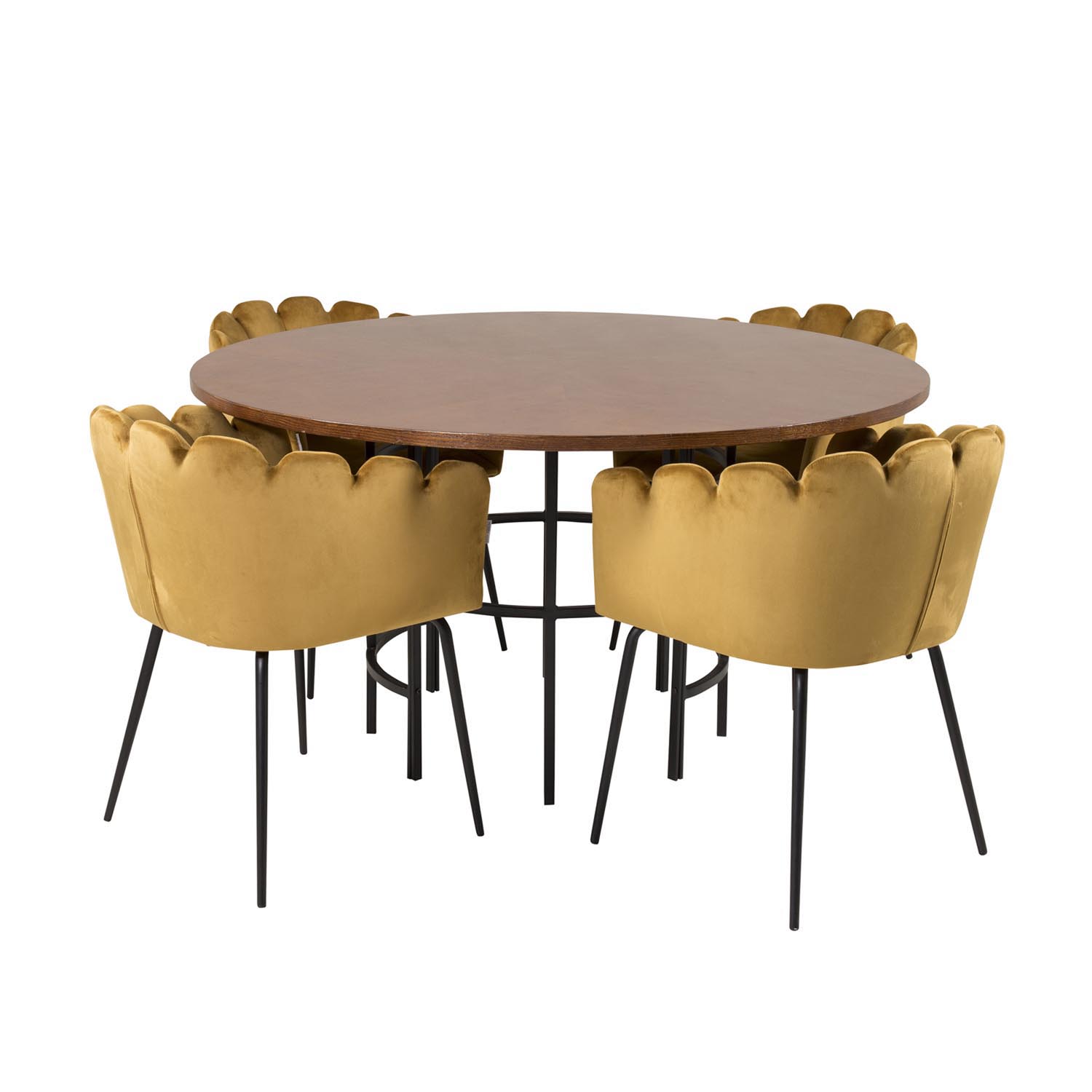Venture Design Copenhagen Spisebordssæt       Stole Brun Finer Sort Metal   Gul Fløjl Sort Metal