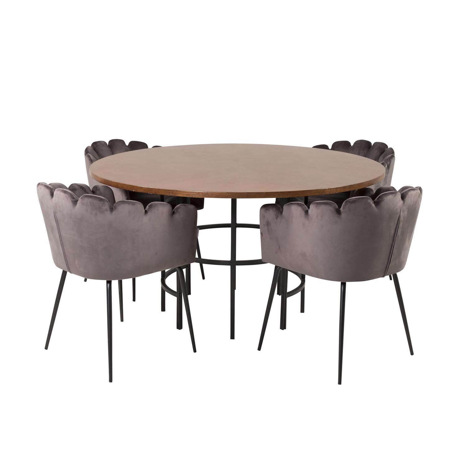 Venture Design Copenhagen Spisebordssæt       Stole Brun Finer Sort Metal   Grå Fløjl Sort Metal
