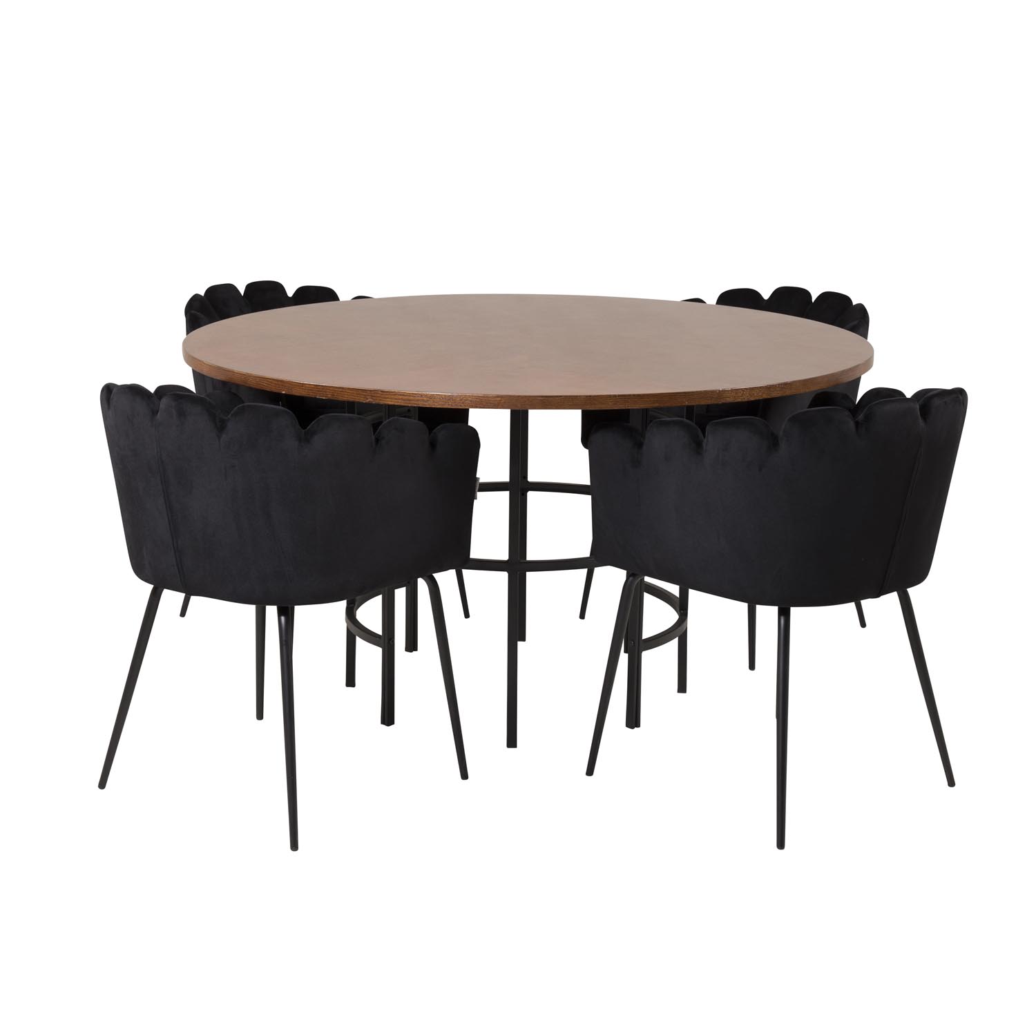 Venture Design Copenhagen Spisebordssæt       Stole Brun Finer Sort Metal   Sort Fløjl Sort Metal