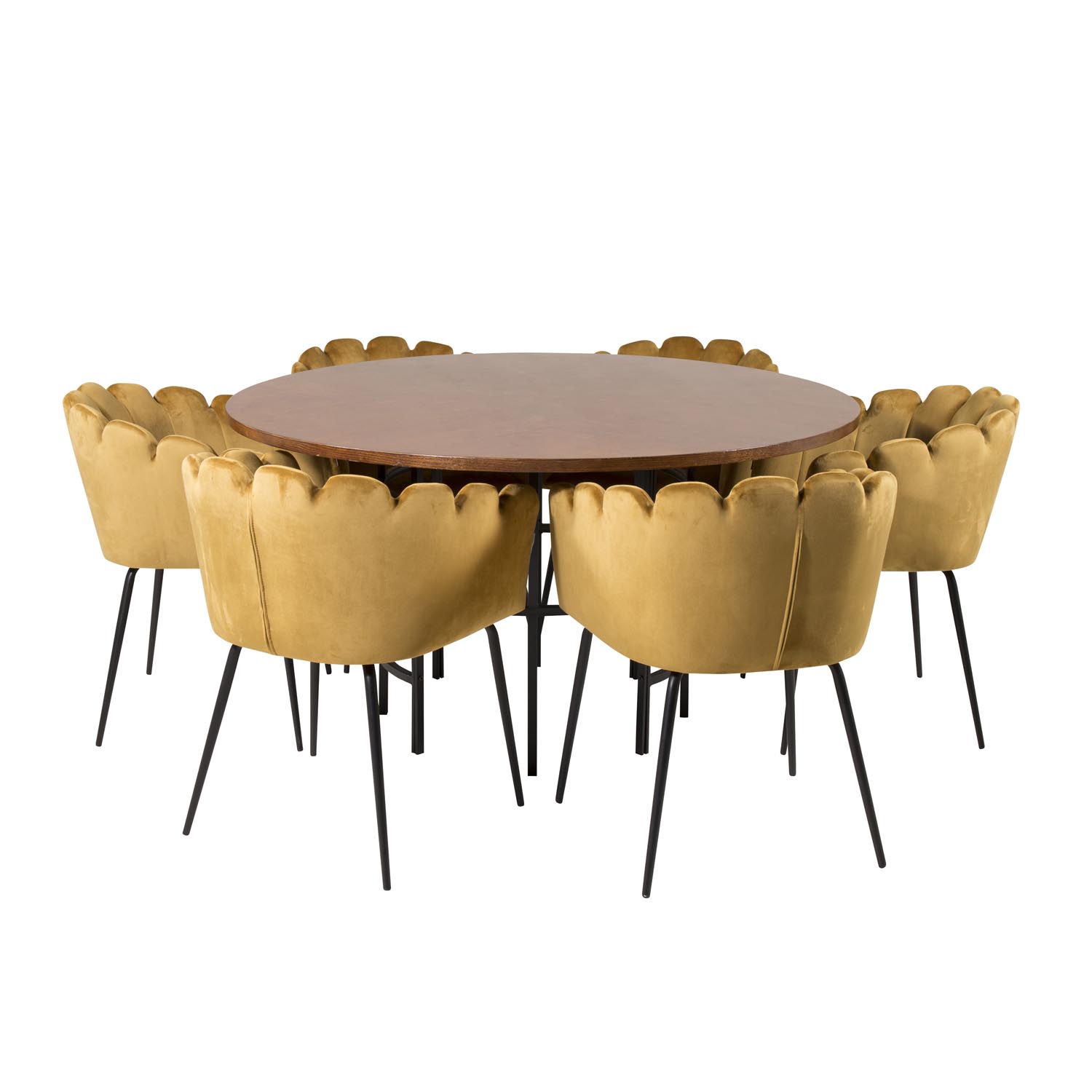 Venture Design Copenhagen Spisebordssæt       Stole Brun Finer Sort Metal   Gul Fløjl Sort Metal