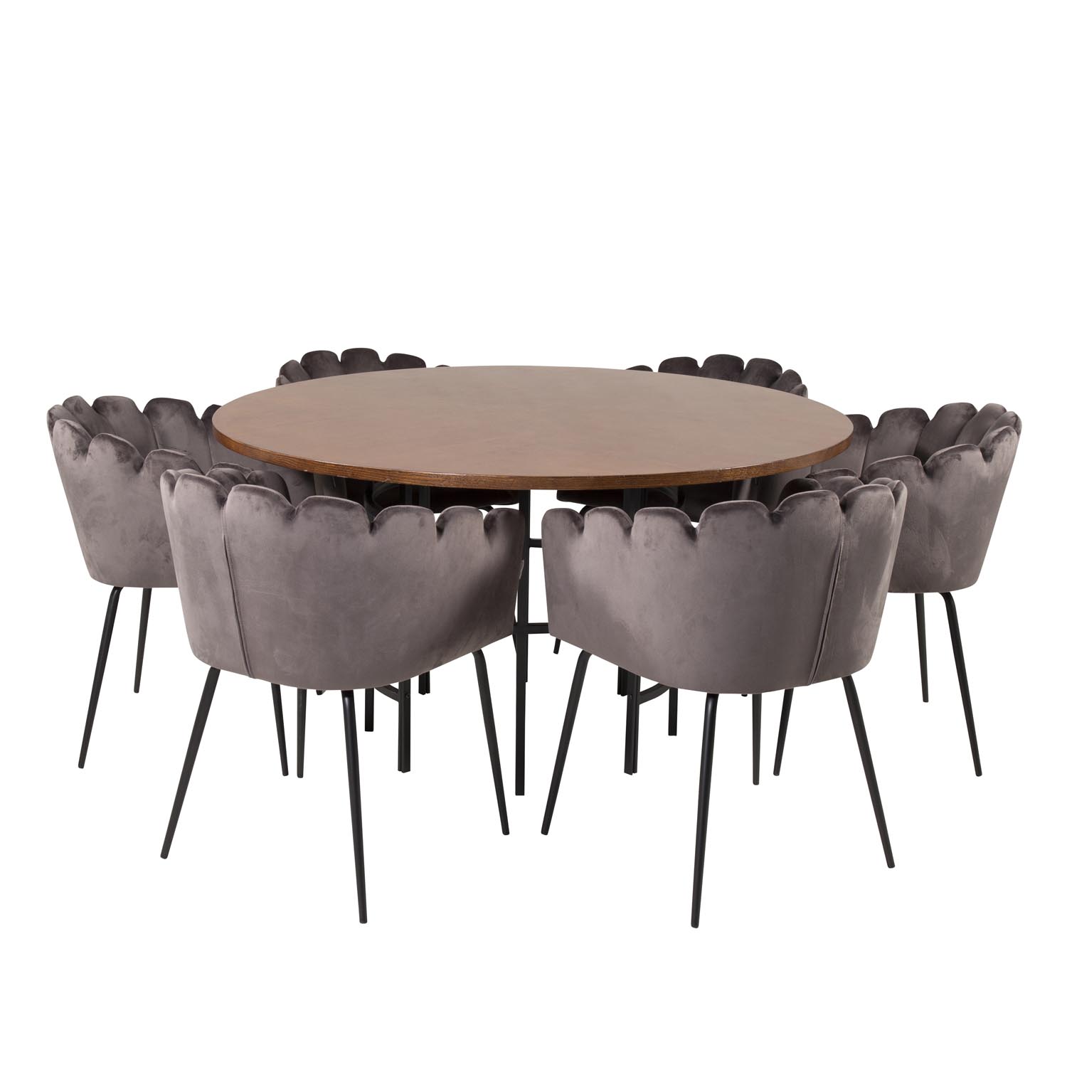 Venture Design Copenhagen Spisebordssæt       Stole Brun Finer Sort Metal   Grå Fløjl Sort Metal