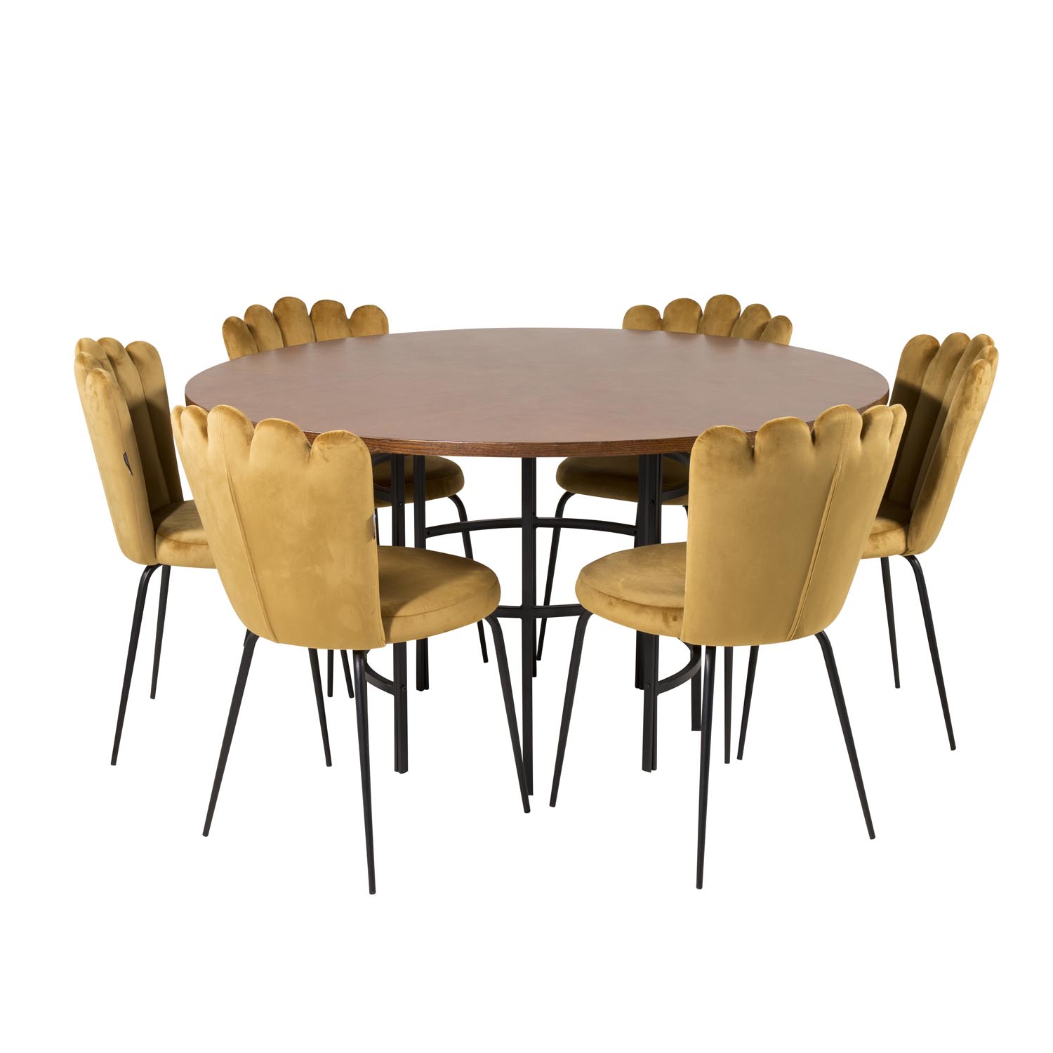 Venture Design Copenhagen Spisebordssæt       Stole Brun Finer Sort Metal   Gul Fløjl Sort Metal