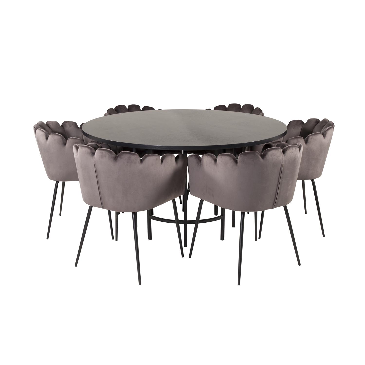 Venture Design Copenhagen Spisebordssæt       Stole Sort Finer Sort Metal   Grå Fløjl Sort Metal