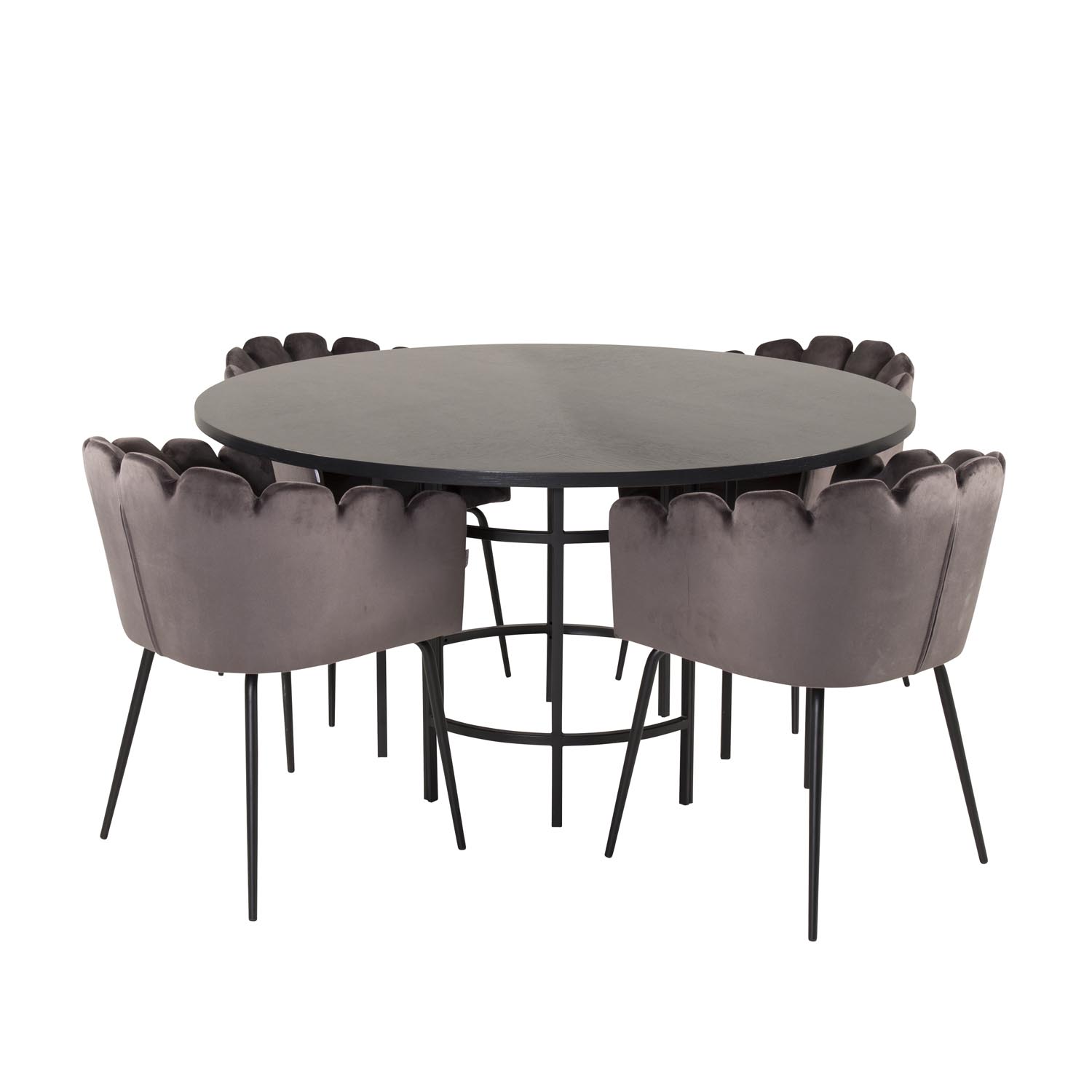 Venture Design Copenhagen Spisebordssæt       Stole Sort Finer Sort Metal   Grå Fløjl Sort Metal