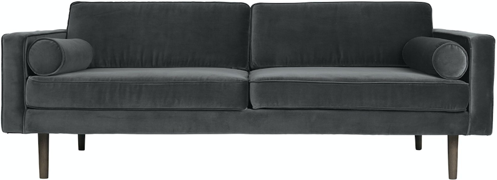 -personers Sofa Broste Copenhagen Wind Mat Sort Velour 200ã 88ã 74
