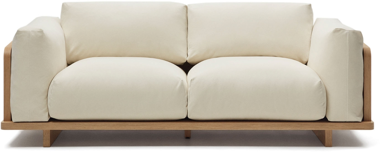 3 Personers Sofa   Oaq I Beige Bomuld Med Aftageligt Betræk Og Fsc Mix Credit Træ fra Kave Home