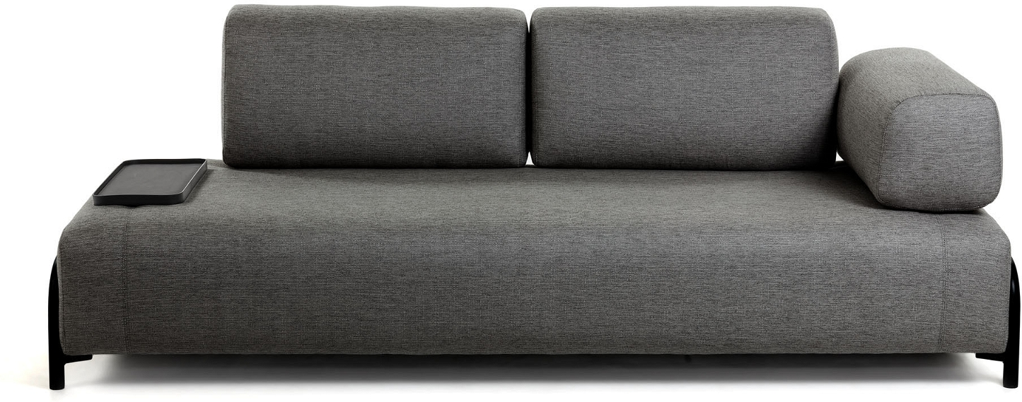 -personers Sofa Kave Home Compo   Sort Polstret Stof Med Højre Armlæn